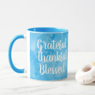Dankbares dankbares gesegnetes blaues Aquarell Tasse