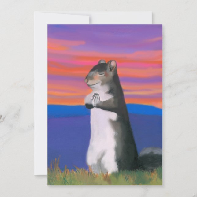 Dankbares Eichhörnchen, danke, beten, süße Tier Einladung (Vorderseite)