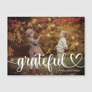 Dankbares Erntedank Simple Family Foto Magnetkarte