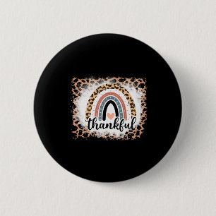 Dankbares Erntedankfest Regenbogen-Leoparden-Druck Button