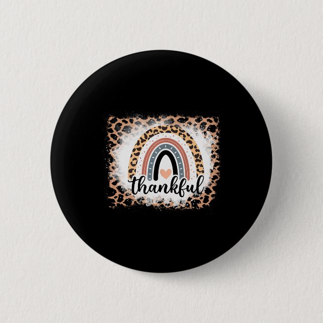 Dankbares Erntedankfest Regenbogen-Leoparden-Druck Button (Vorderseite)