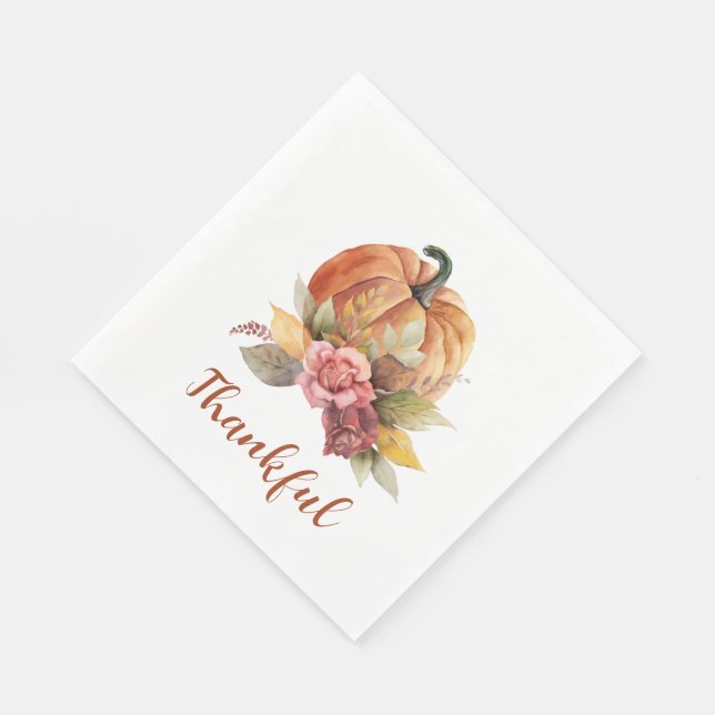 Dankbares Fall Pumpkin Erntedank Paper Serviette (Ecke)