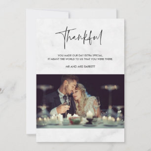 Dankbares Foto Gray Marble Hochzeit Dankeschön-Kar Dankeskarte