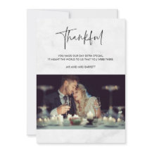 Dankbares Foto Gray Marble Wedding Dankeschön Card