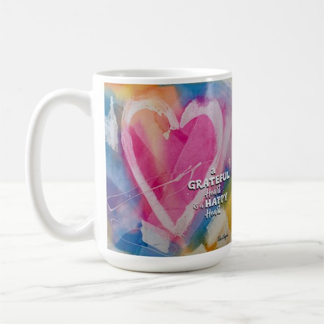 Dankbares Happy Heart Tasse Art von Pedie Wolfond (Links)