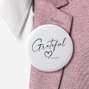 Dankbares Herz Ihr Name Minimal Tinte Script Button