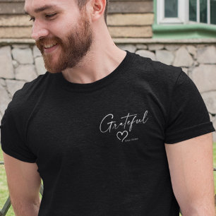Dankbares Herz   Ihr Name Minimal Tinte Script T-Shirt