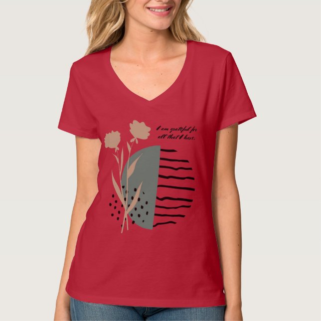 Dankbares Herz Überfluss Innerhalb Einfach Dankbar T-Shirt (Vorderseite)