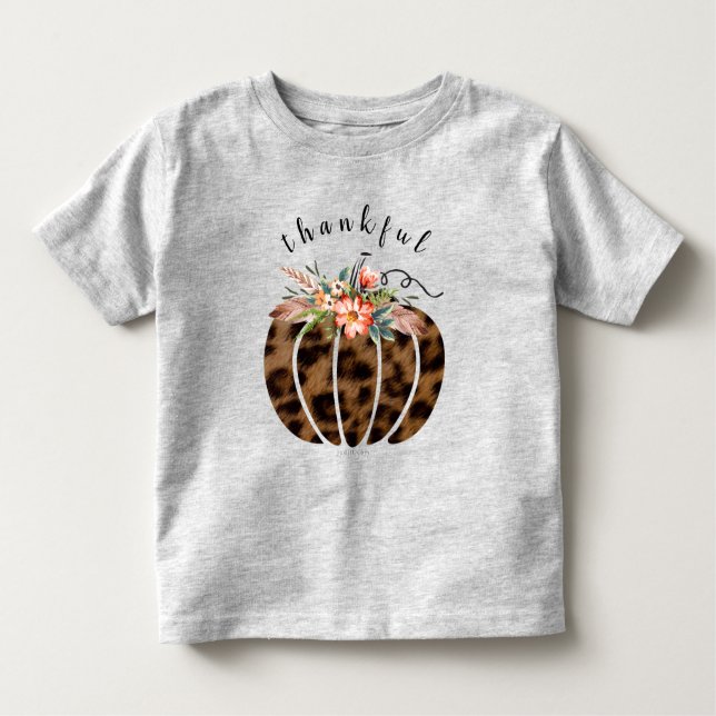 Dankbares Leopard Fall Pumpkin Erntedank Girl Kleinkind T-shirt (Vorderseite)