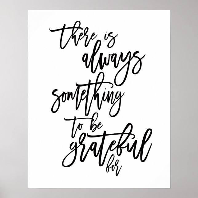 Dankbares Motivierend Zitat schwarz Poster (Vorne)