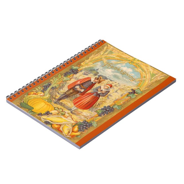 Dankbares Pilgrims Erntedank Notebook Notizblock (Linke Seite)