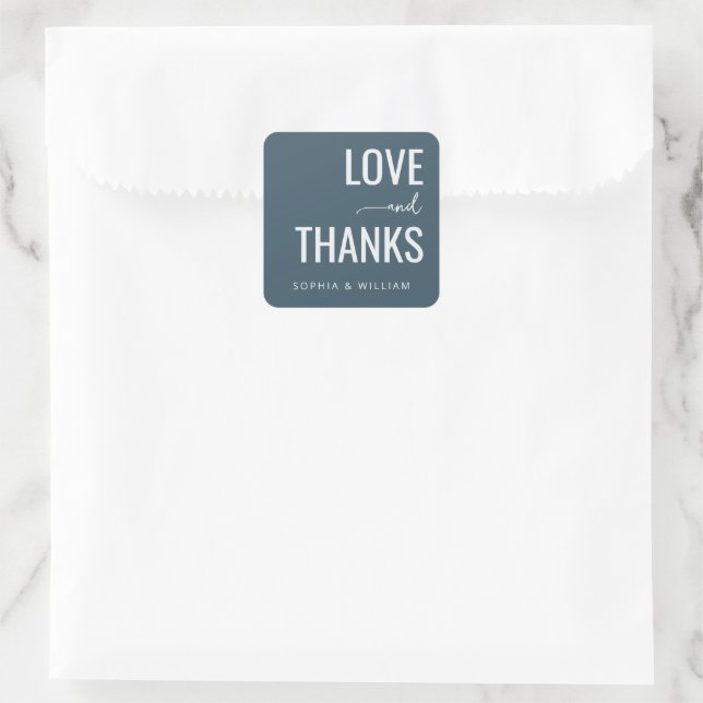 Dankbares Türkis Typografisch Quadratischer Aufkleber (Tasche)
