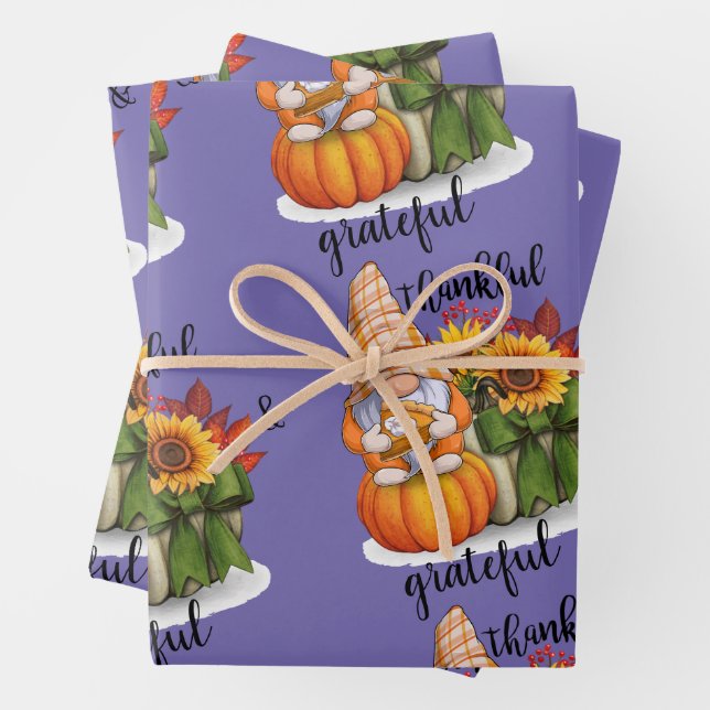 Dankbares und dankbares Set von 3 Packpapierblätte Geschenkpapier Set (Beispiel)