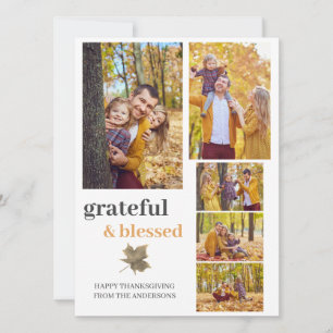 Dankbares und gesegnetes Herbstfamilien Foto Feiertagskarte
