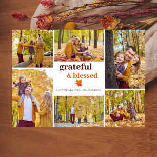 Dankbares und gesegnetes Herbstfamilien Foto Feiertagskarte