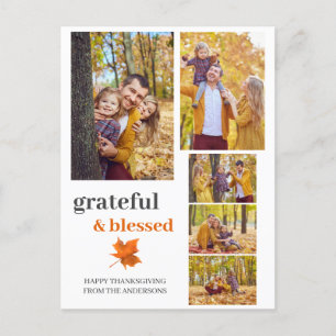 Dankbares und gesegnetes Herbstfamilien Foto Feiertagspostkarte
