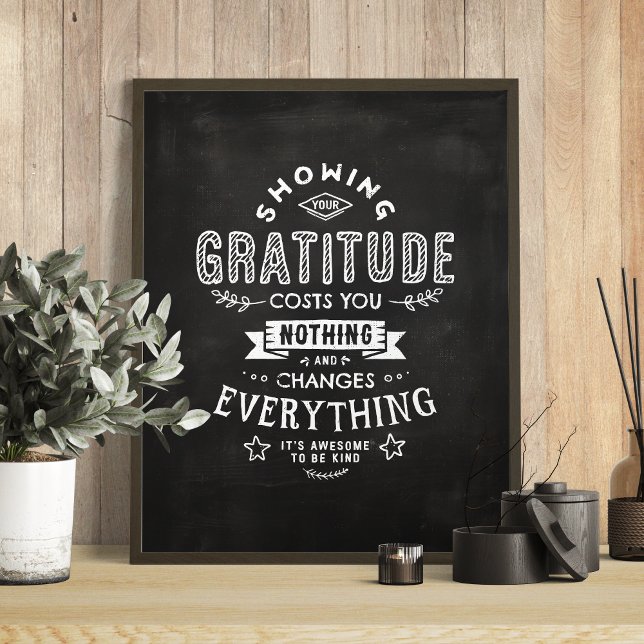 Dankbarkeit ändert alles Inspiration Zitat Poster (Gratitude Changes Everything Inspirational Quote Poster)