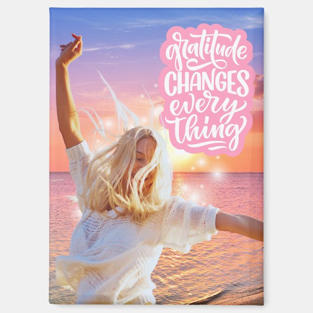Dankbarkeit ändert alles Sunset Beach Poster Magnet (Vorderseite)