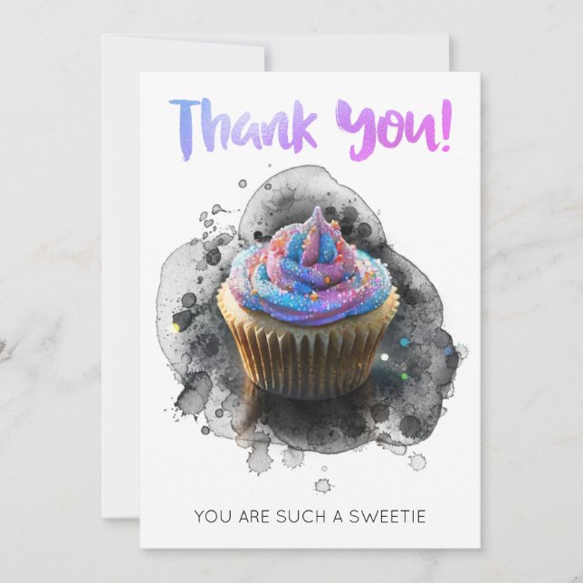 *~ Dankbarkeit AP99 DANK YOU Cup Cake Card Dankeskarte (Vorderseite)