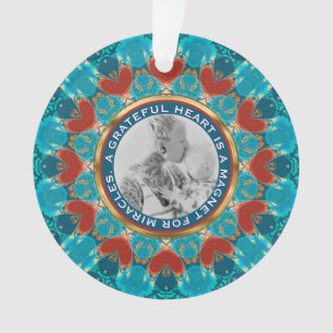 Dankbarkeit Aqua Aquamarin Mandala Custom Words &  Ornament