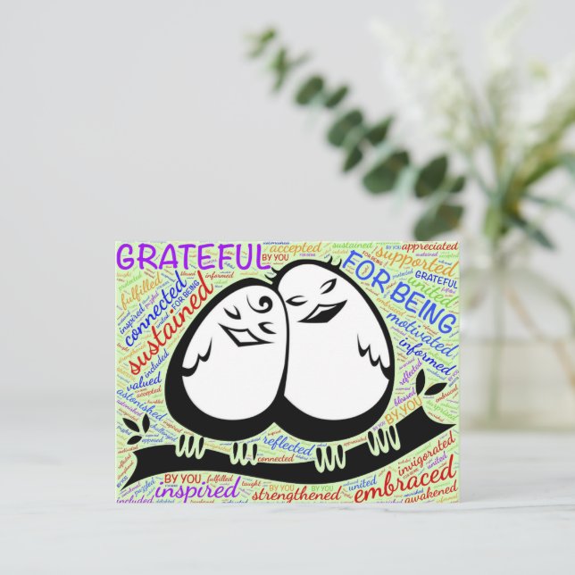 Dankbarkeit/Dankbarer Erntedank Postkarte (Stehend Vorderseite)