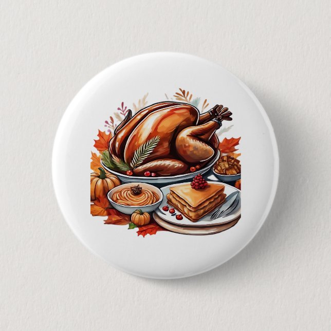 Dankbarkeit & Fly Turkey - farbenfroher urbaner Ca Button (Vorderseite)