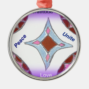 "Dankbarkeit Frieden Liebe Einheit" Mandala Kunst  Ornament Aus Metall