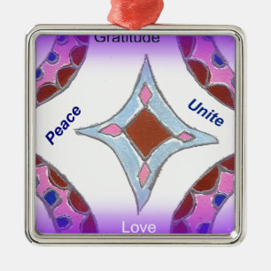 "Dankbarkeit Frieden Liebe Vereinigung" Mandala-Ku Ornament Aus Metall