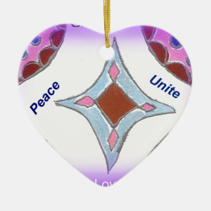 "Dankbarkeit Frieden Liebe Vereint" Mandala Kunst  Keramikornament