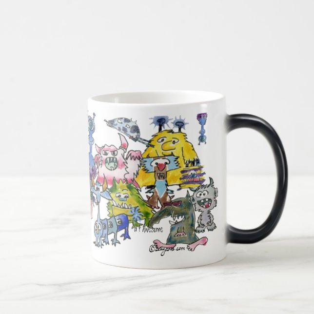 Dankbarkeit Funny Cartoon Monster Morphing Tasse (Rechts)