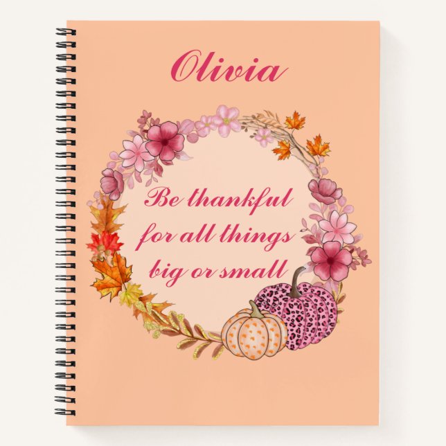 Dankbarkeit für Fall-Wreath-Quote Notizbuch (Vorderseite)