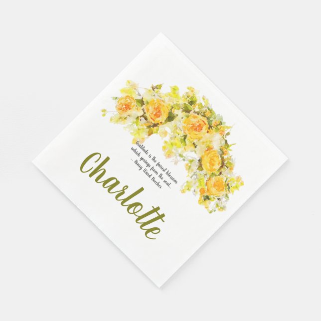 Dankbarkeit gelb florale Spray Serviette (Ecke)