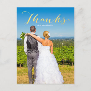 Dankbarkeit Gold   Foto Wedding Vielen Dank Postca Postkarte