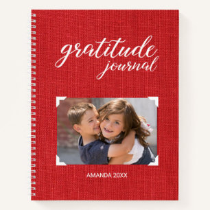 Dankbarkeit Ihr Foto Name Red Scrapbook Style Notizbuch