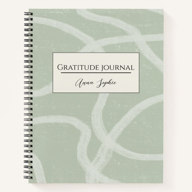 Dankbarkeit Journal individuelle Name Green Sage W Notizbuch (Vorderseite)