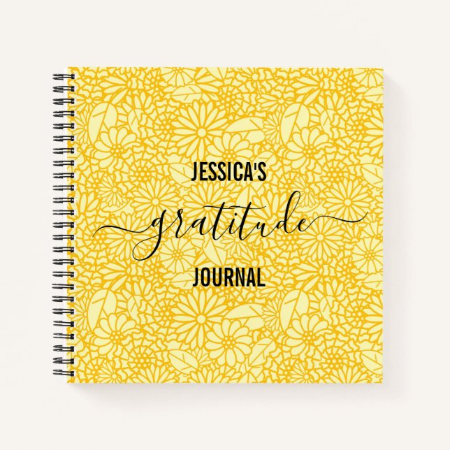 Dankbarkeit Journal Name Floral Daisy Muster Notizbuch (Vorderseite)