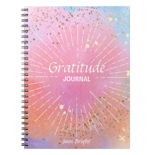 Dankbarkeit Journal Watercolor Stars farbenfroh Notizblock (Vorderseite)