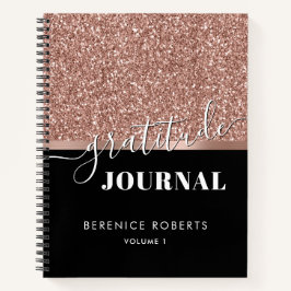 Dankbarkeit Journaling Rose Gold Glitzer Schwarzer Notizbuch