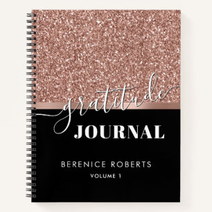 Dankbarkeit Journaling Rose Gold Glitzer Schwarzer Notizbuch