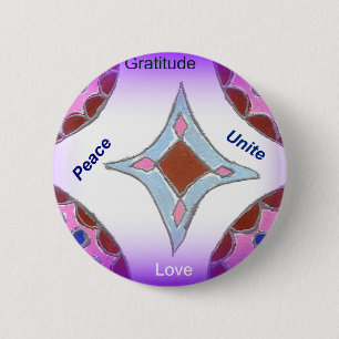"Dankbarkeit Peace Liebe Unite" Mandala Art Print Button