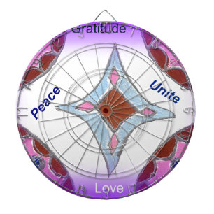 "Dankbarkeit Peace Liebe Unite" Mandala Art Print Dartscheibe