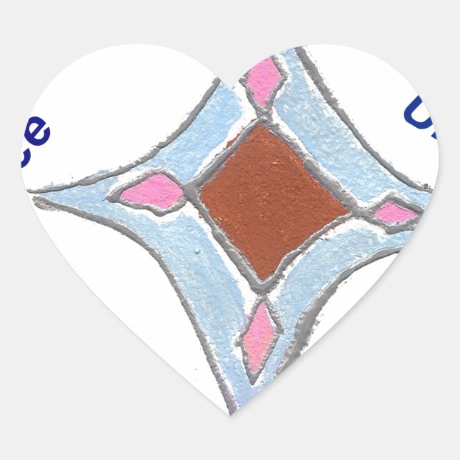 "Dankbarkeit Peace Liebe Unite" Mandala Art Print Herz-Aufkleber (Vorderseite)