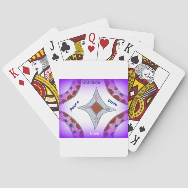 "Dankbarkeit Peace Liebe Unite" Mandala Art Print Spielkarten (Rückseite)