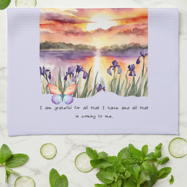 Dankbarkeit positive Bekräftigung Geschirrtuch (Gefaltet)