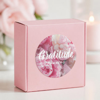 Dankbarkeit Psalm 100:4-5 Verse Elegante Rosa Blum Runder Aufkleber