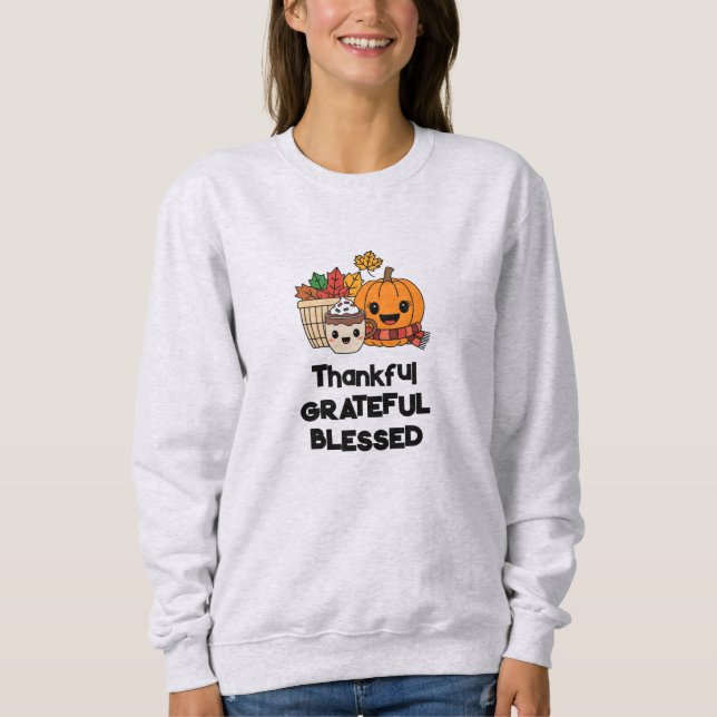Dankbarkeit Pumpkin-Gewürz-dankenswertes Sweatshir Sweatshirt (Vorderseite)