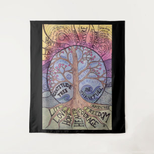 Dankbarkeit Tree Tapestry Wandteppich