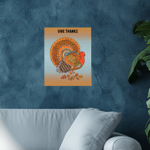 Dankbarkeit Truthahn Herbstfarben Fächerförmiger S Poster