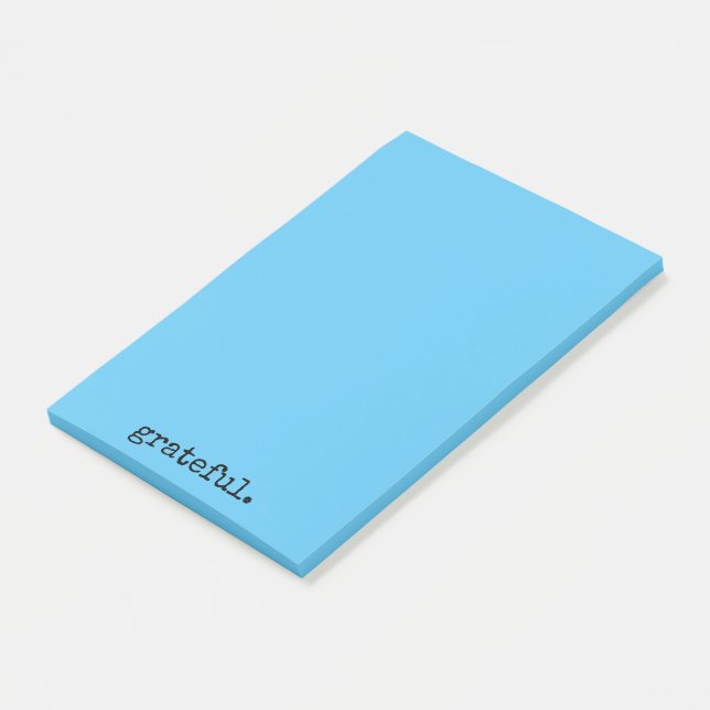 Dankbarkeit Typografie blau Post-it Klebezettel (angewinkelt)