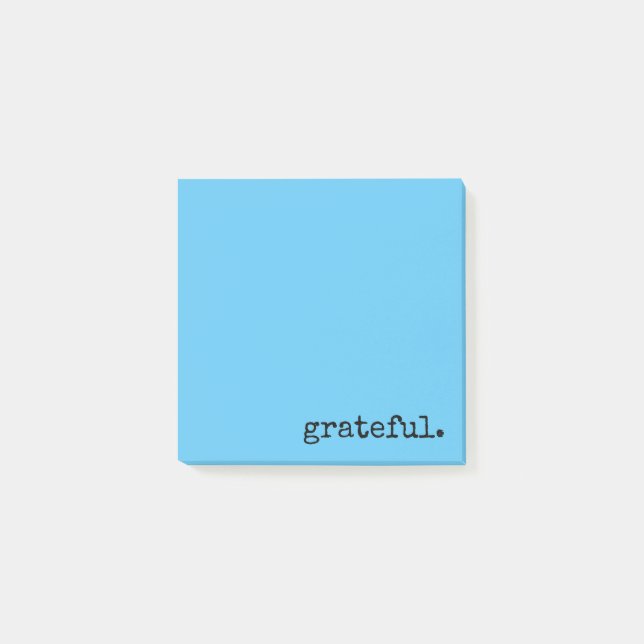 Dankbarkeit Typografie blau Post-it Klebezettel (Vorderseite)